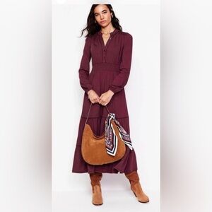 Boden shirted waist midi knit dress burgundy 6